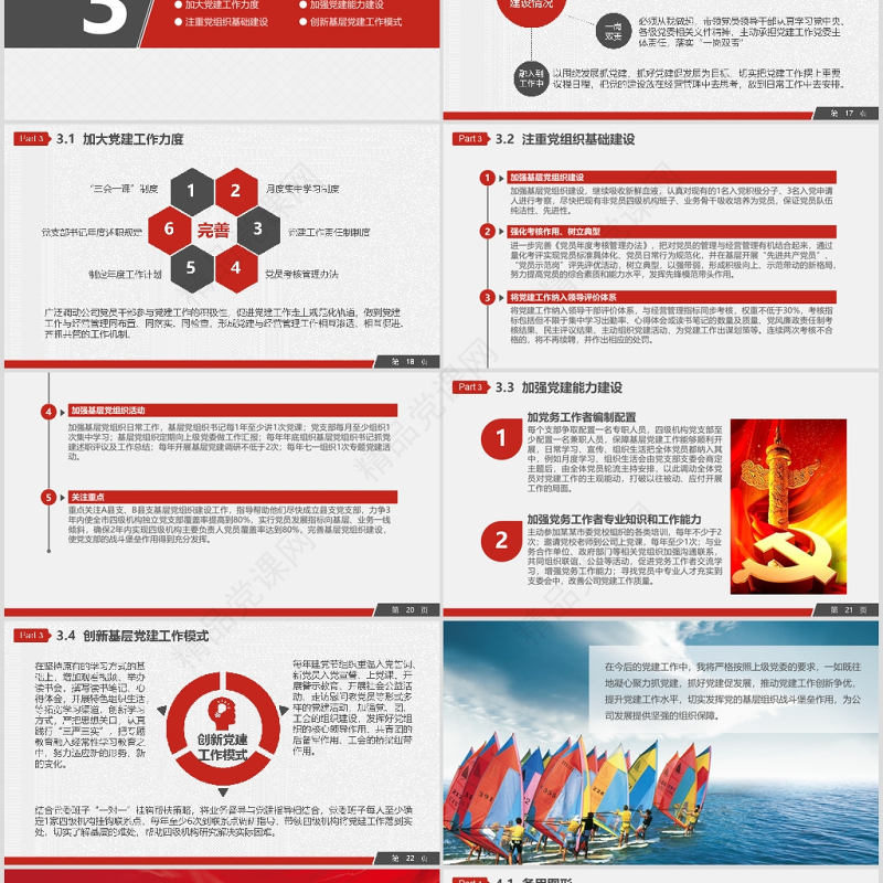 基层党建党委党支部工作报告ppt模板幻灯片