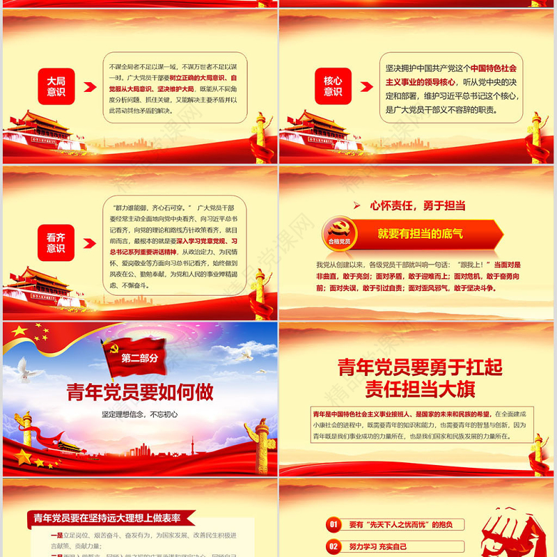 心怀责任勇于担当喜迎十九大党员党课PPT——含讲稿