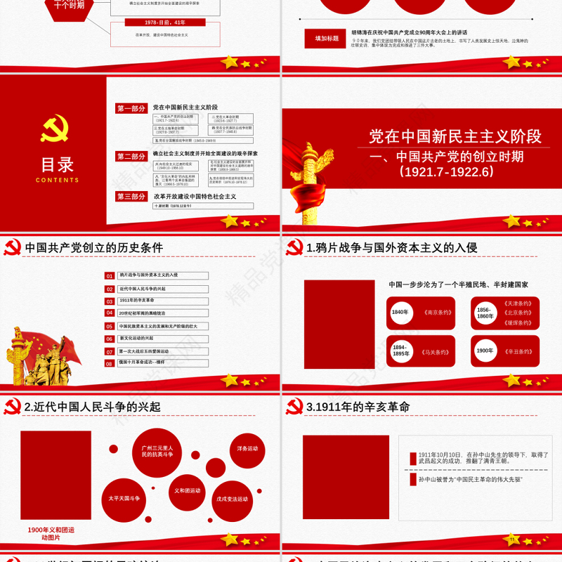 原创中国共产党党史建党100周年党课学习ppt-含讲稿