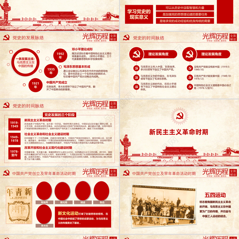光辉的历程中国共产党党史党课学习ppt模板——含讲稿