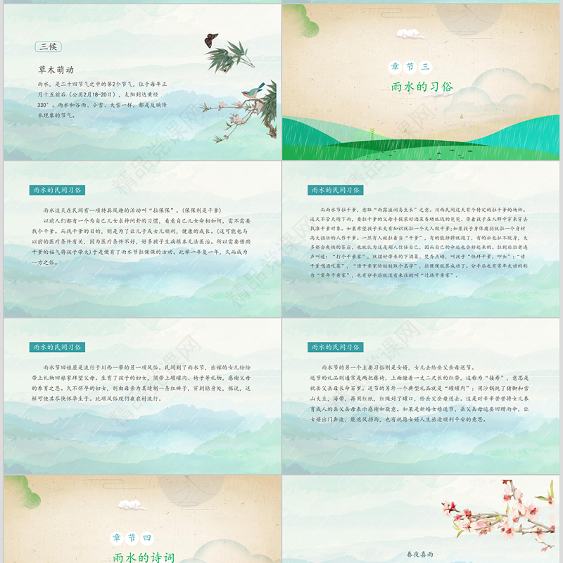 二十四节气之雨水主题动态PPT模板