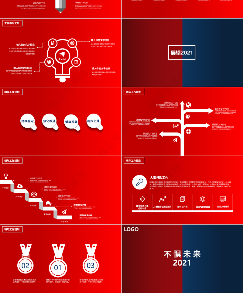 2021不负过去不惧未来年终工作总结PPT模板
