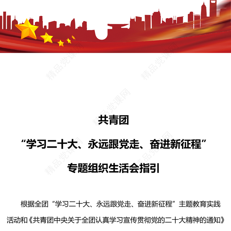 2022共青团学习二十大永远跟党走奋进新征程专题组织生活会实施指引专题团课课件(讲稿)