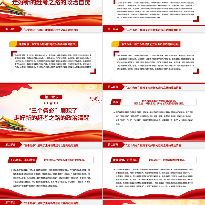 2023践行“三个务必”走好新的赶考之路PPT优质党政风全面深入学习宣传贯彻党的二十大精神专题党课课件模板