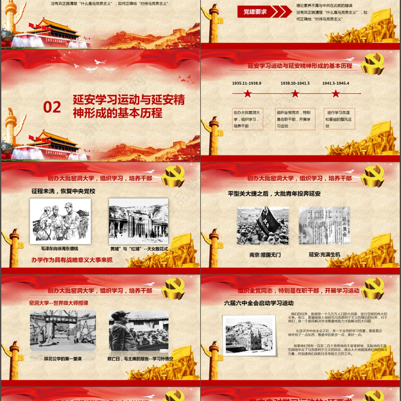 党政风革命精神学习延安精神PPT模板