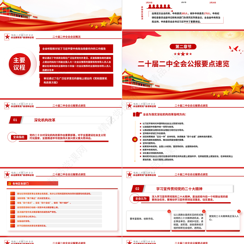 二十届二中全会公报要点速览PPT党政风优质深入学习贯彻会议精神党员专题学习党课课件