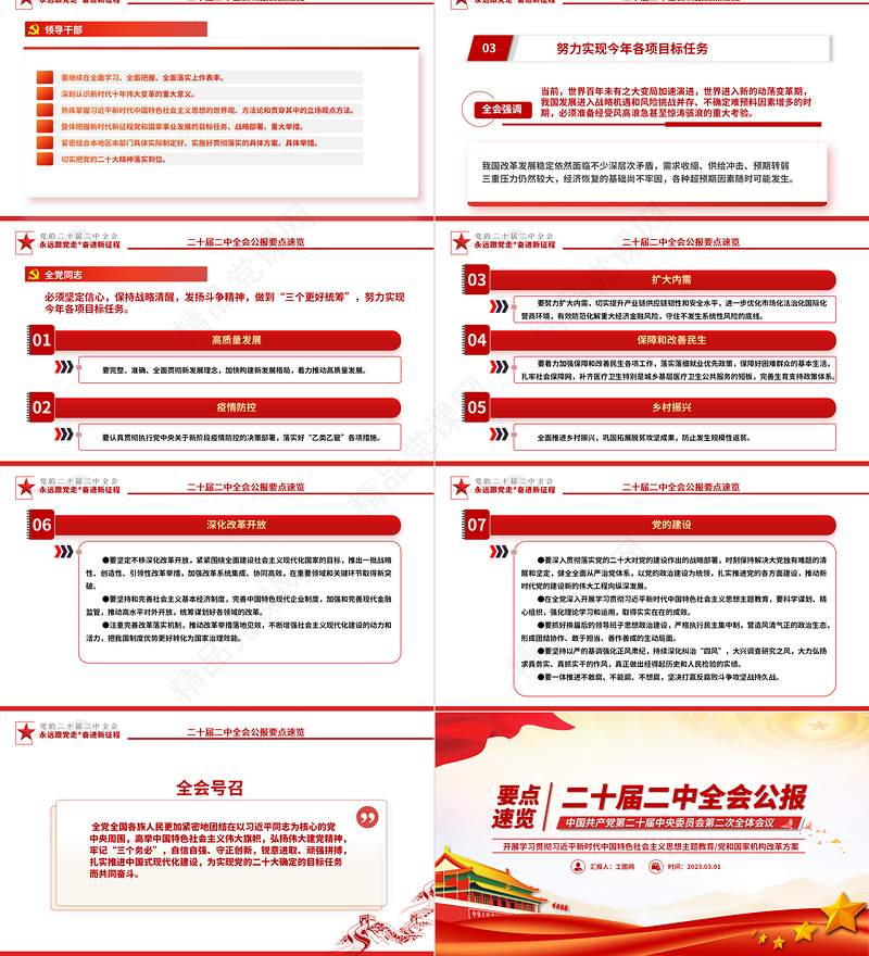 二十届二中全会公报要点速览PPT党政风优质深入学习贯彻会议精神党员专题学习党课课件