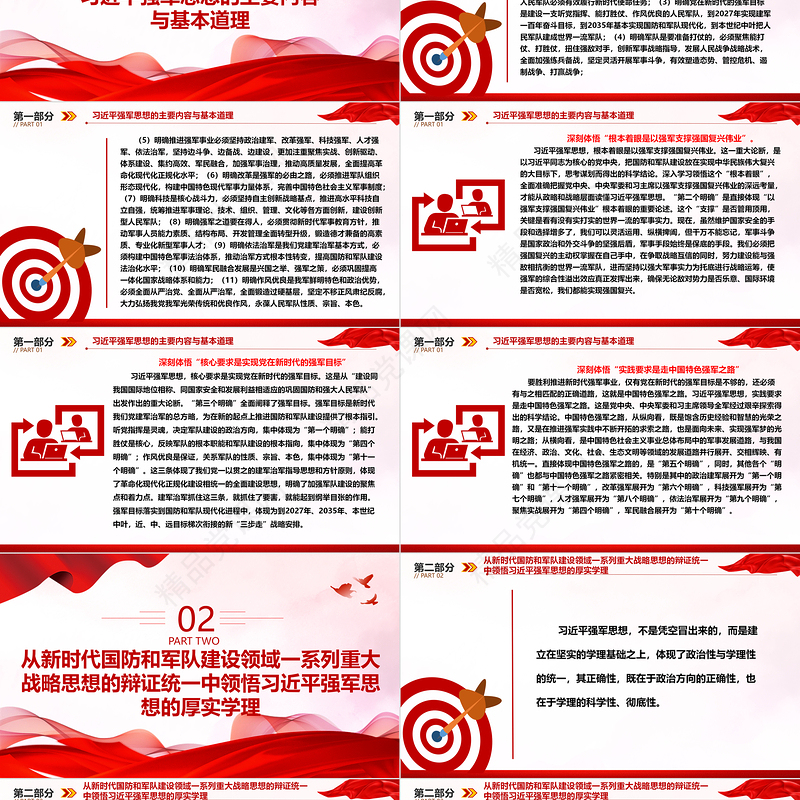 学习习近平强军思想的“三理”ppt精品风深刻把握习近平强军思想党组织专题党课课件