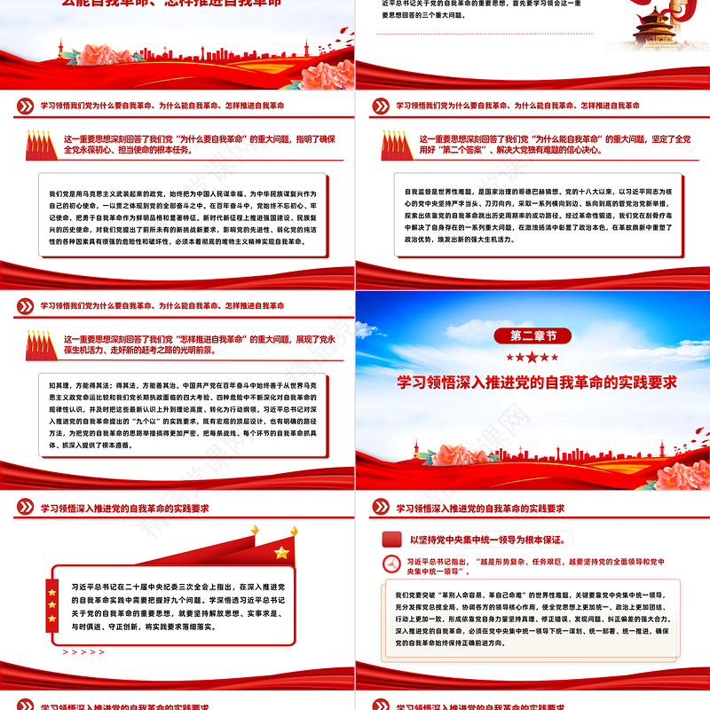 领会把握习近平总书记关于党的自我革命的重要思想PPT简约党政风坚持党的自我革命课件模板