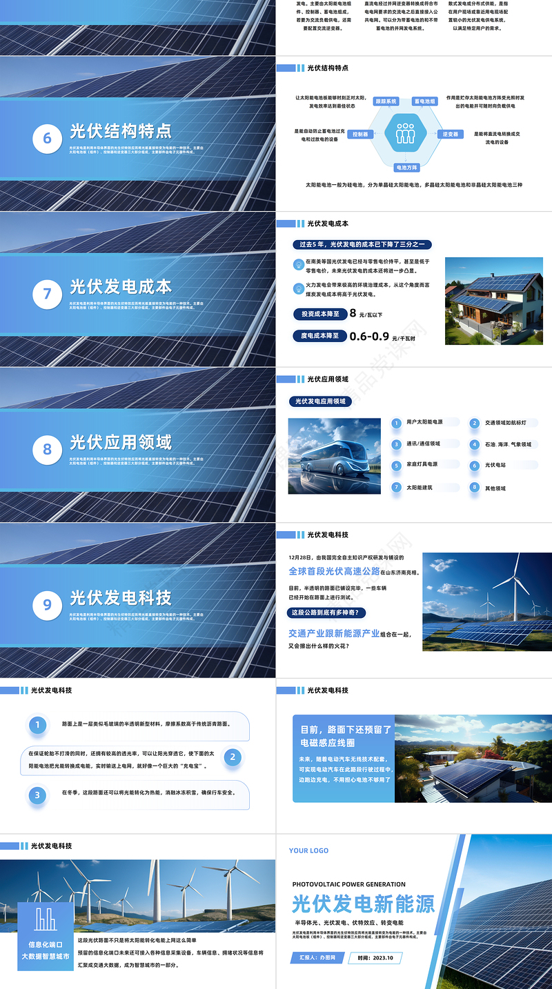 光伏发电PPT简洁实用太阳能光伏发电新能源项目简介及原理特点介绍宣传课件