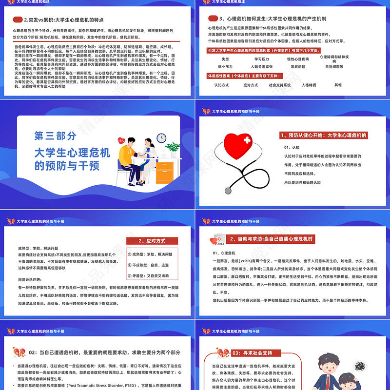2024大学生生命教育PPT大学生心理健康教育与心理危机应对主题班会模板课件