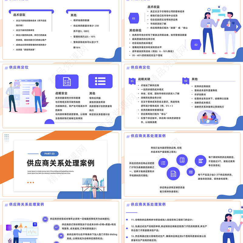 2024供应商关系管理PPT插画风供应商关系处理案例供应链控制策略培训课件下载