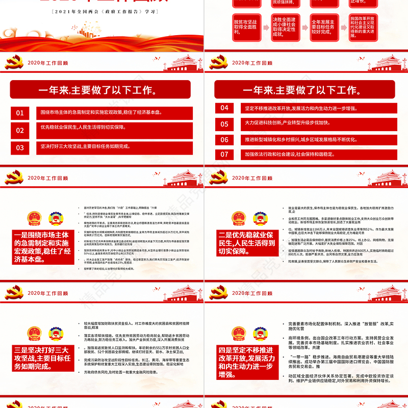 蓝色大气2021聚焦全国两会贯彻落实政府工作报告党课PPT
