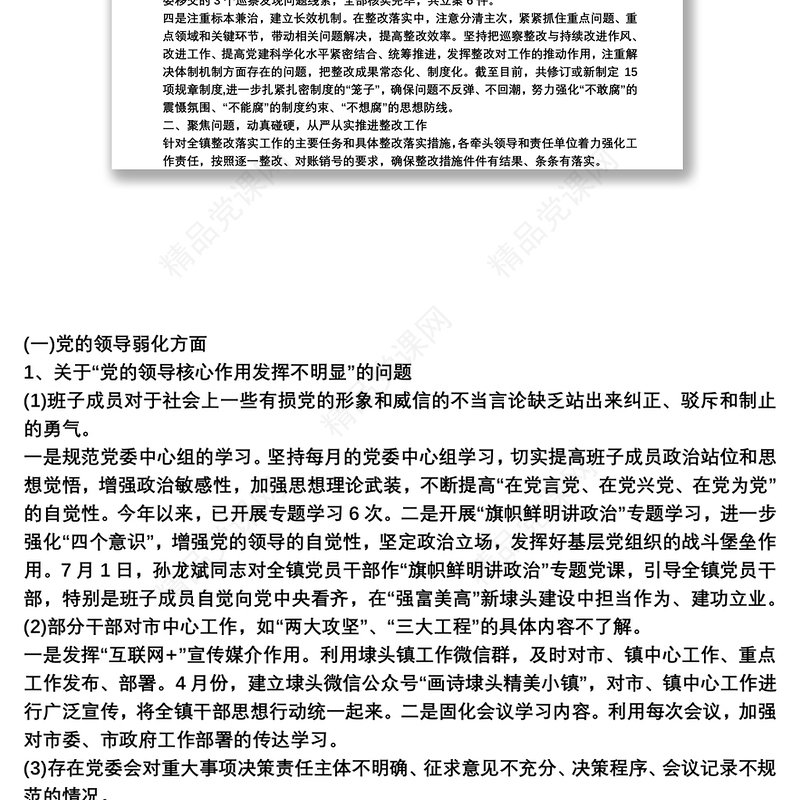 巡察反馈意见整改总结报告