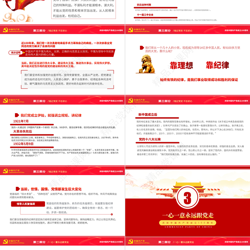 铭记党史不忘初心PPT党政风七一建党节热烈庆祝中国共产党成立101周年专题党课课件模板