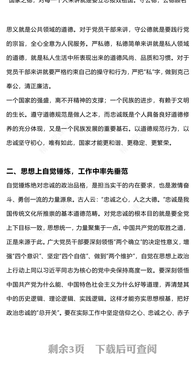 简洁大气用忠诚诠释初心用实干彰显担当PPT党员思想教育党课课件(讲稿)