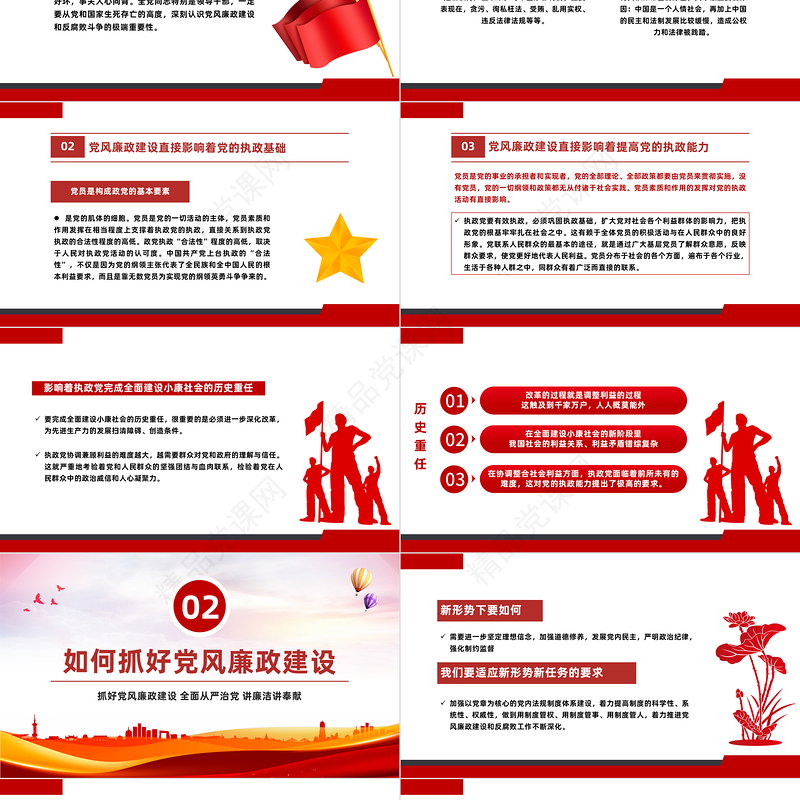 抓好党风廉政建设PPT简约党建风2023年全面从严治党反腐倡廉微党课课件