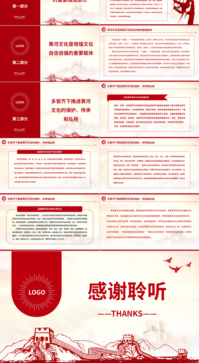 2023大力保护传承弘扬黄河文化PPT精美党政风学习宣传贯彻党的二十大精神专题党课党建课件