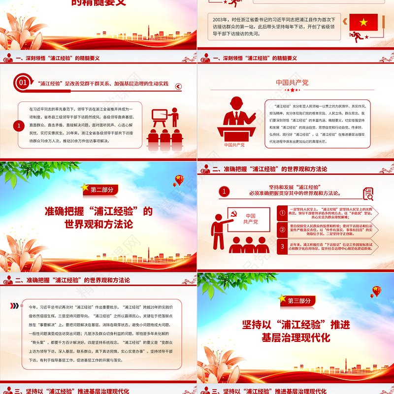 2023践行“浦江经验”，推进基层治理现代化PPT精品风党员干部学习教育专题党课课件