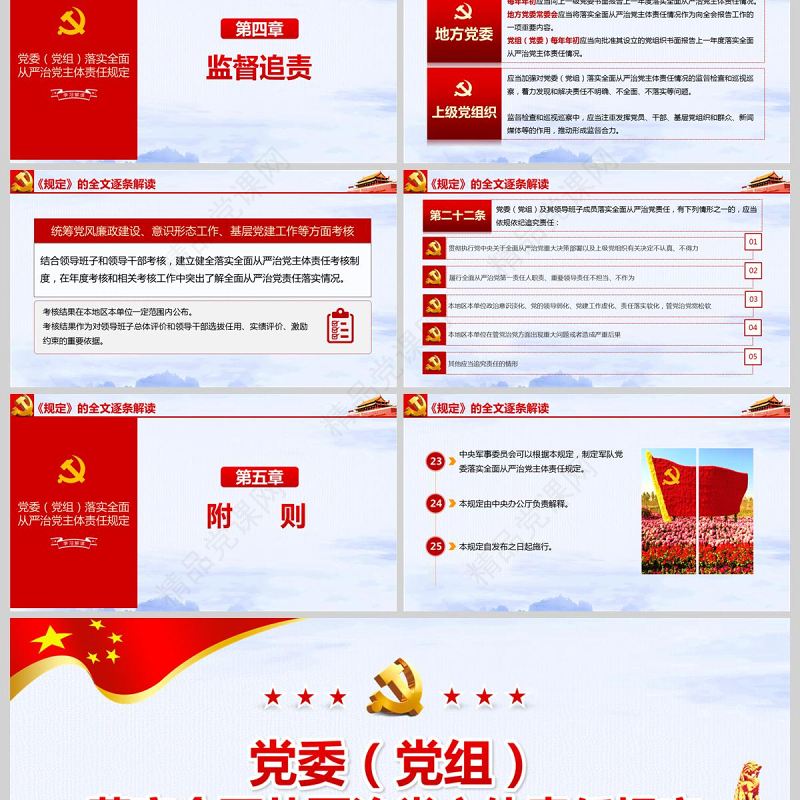  党委党组落实全面从严治党主体责任规定PPT模板