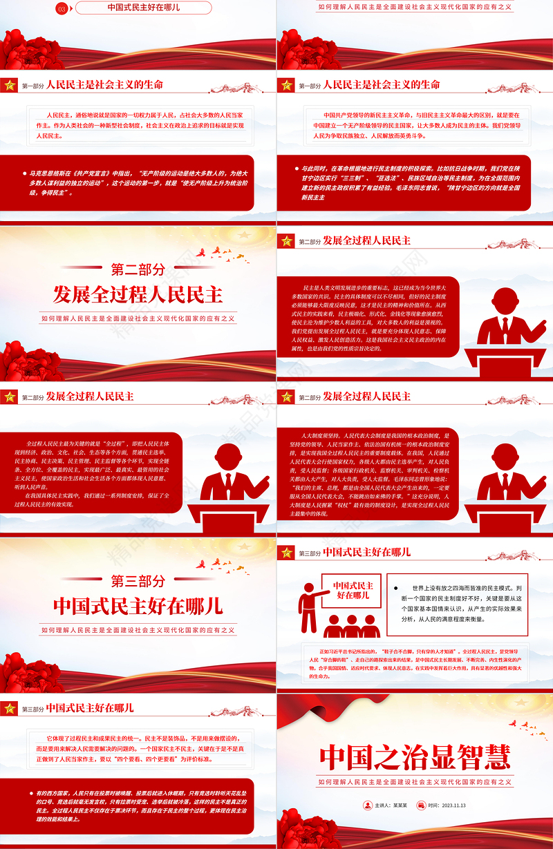 2023中国之治显智慧PPT大气简洁发展全过程人民民主保障人民当家作主党课下载