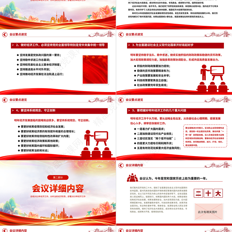 2023中央经济工作会议精神PPT红色大气总结2022年经济工作分析当前经济形势部署2023年经济工作专题课件下载