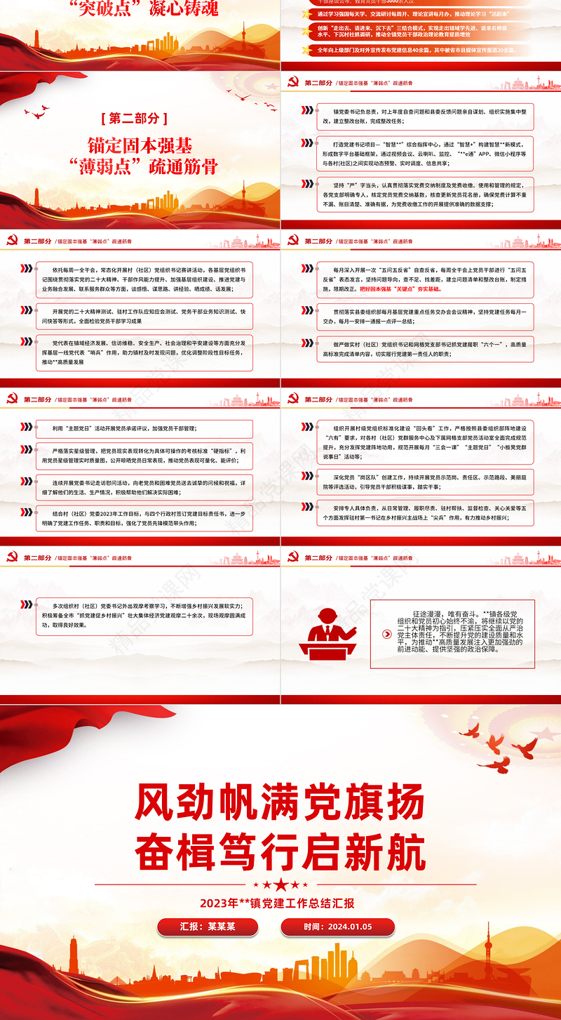 大气实用街道党工委书记抓基层党建突破项目工作总结PPT模板下载