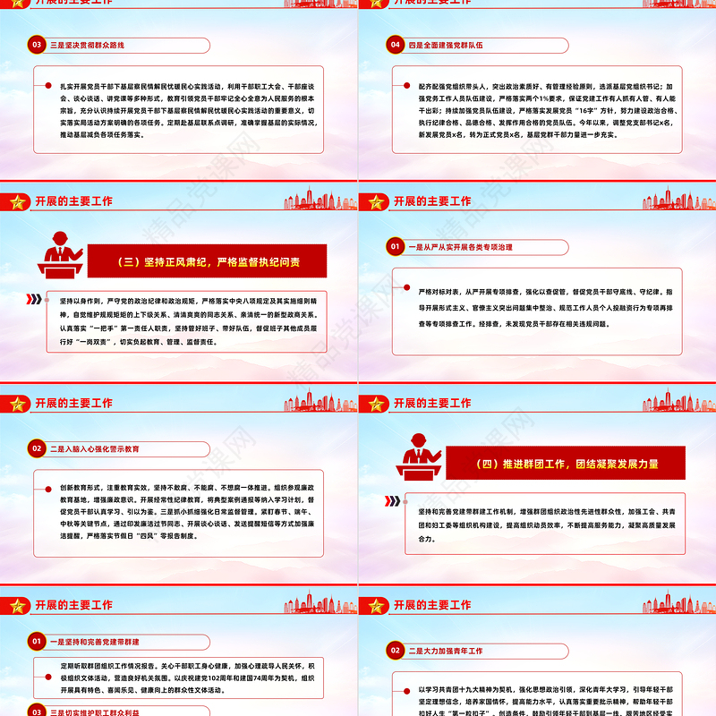 党组织书记述职报告PPT精美大气年终党建总结模板