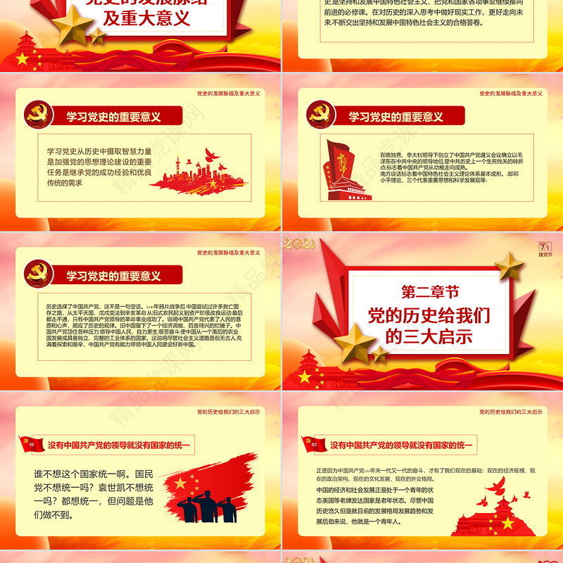 庆祝中国共产党建党100周年七一党课建党伟业党史党课PPT模板