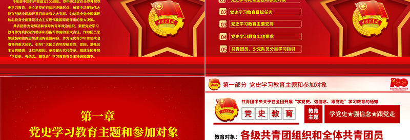 学党史强信念跟党走PPT共青团中央关于在全团开展党史学习教育的通知