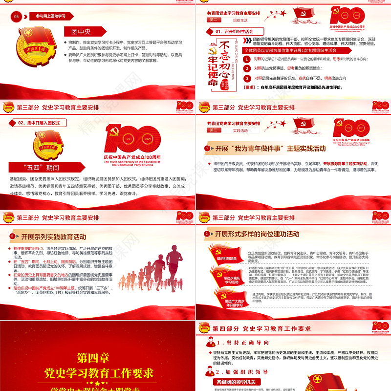 学党史强信念跟党走PPT共青团中央关于在全团开展党史学习教育的通知