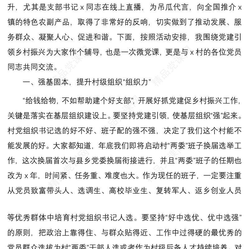 【乡村振兴】乡村振兴主题党日活动党课讲稿