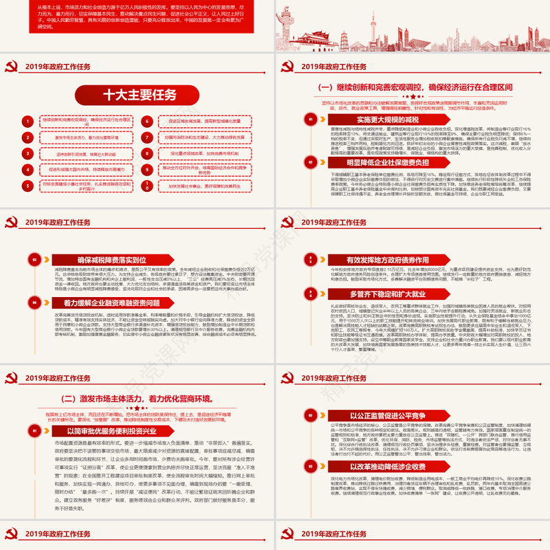 原创2019全国两会政府工作报告学习解读PPT-版权可商用