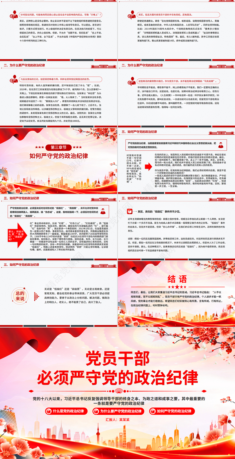 党政风党员干部必须严守党的政治纪律PPT党课