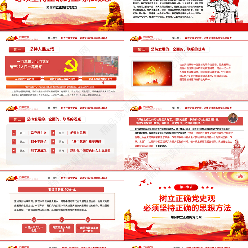 2021该如何树立正确的党史观PPT红色庄严党支部基层党组织学习教育主题党课模板