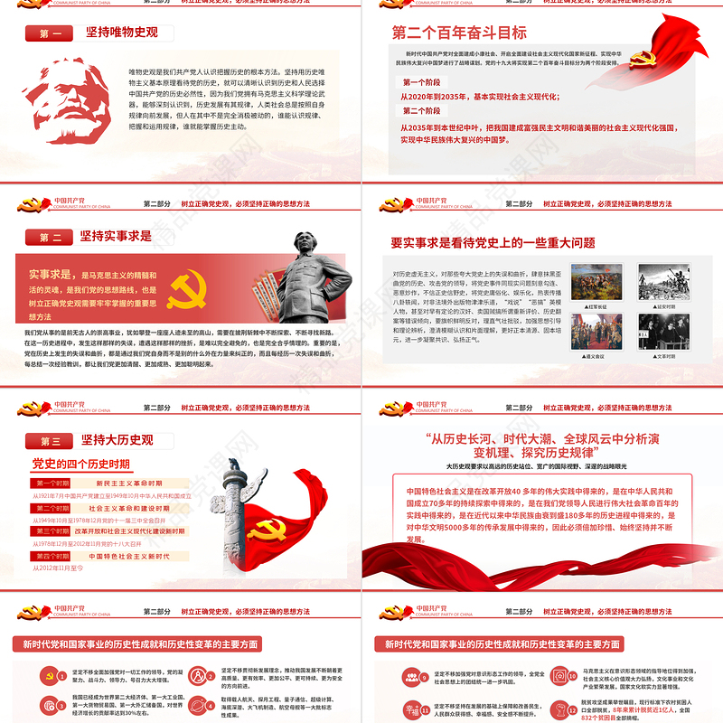 2021该如何树立正确的党史观PPT红色庄严党支部基层党组织学习教育主题党课模板