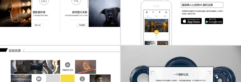精美的图文排版摄影网站介绍宣传动态ppt模板