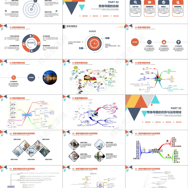 思维导图培训ppt模板思维导图学习头脑风暴大脑模板