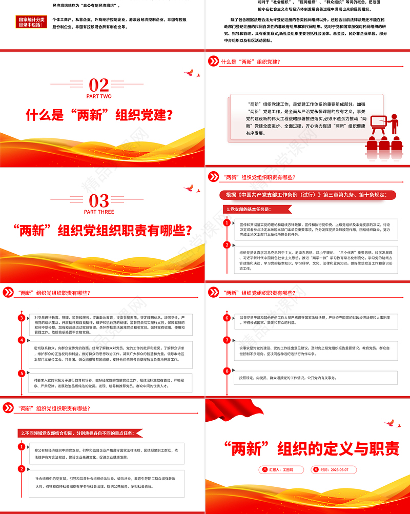 2023两新组织的定义与职责PPT优质简约党建知识微课堂党课课件