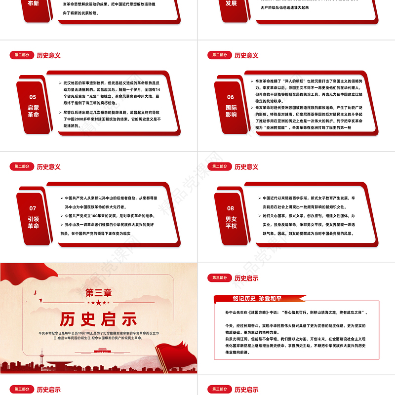 2023辛亥革命112周年PPT党政风纪念辛亥革命112周年专题课件模板下载