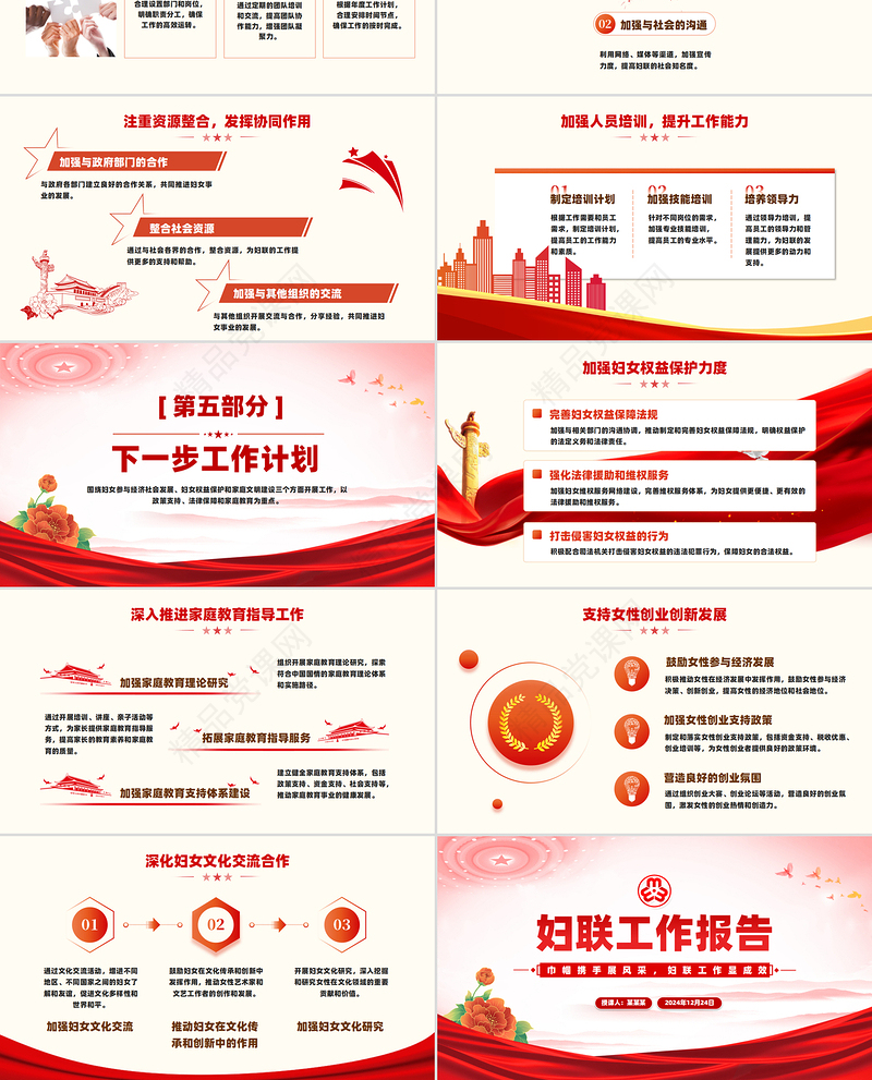 妇联工作汇报PPT年终工作总结述职报告模板