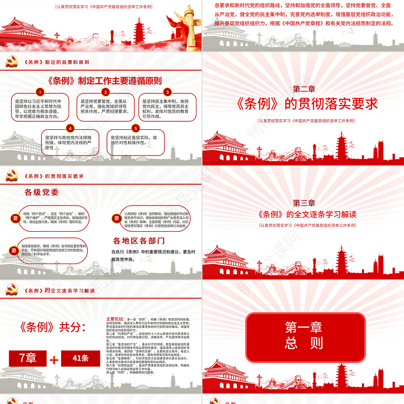 优质党建风学习解读中国共产党基层组织选举工作条例PPT模板