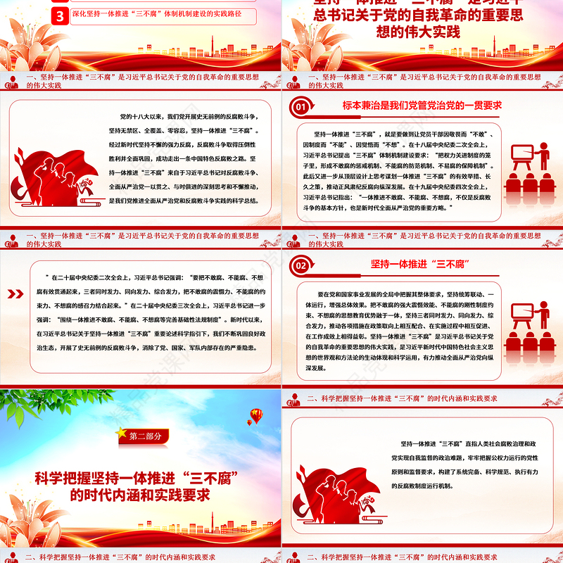 坚决一体推进不敢腐、不能腐、不想腐ppt大气华美习近平新时代中国特色社会主义思想微党课
