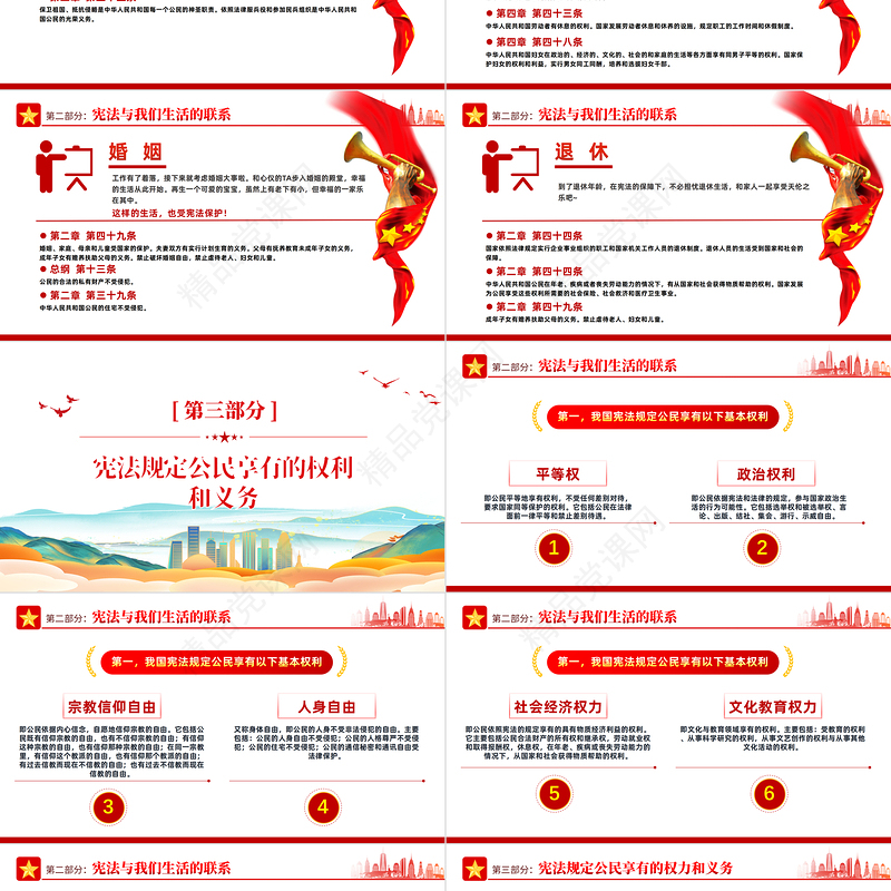 2023学习宣传贯彻党的二十大精神推动全面贯彻实施宪法PPT优质风弘扬宪法精神宪法宣传周主题活动课件模板