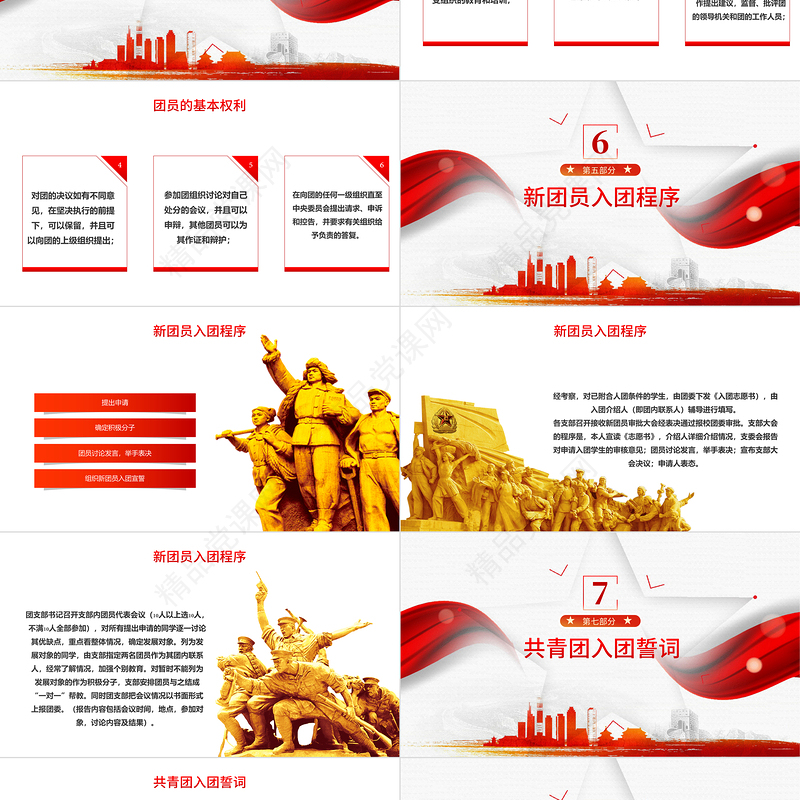 共青团入团宣传教育PPT简洁党政风中国共产主义青年团简介历史团员义务青少年入团培训课件