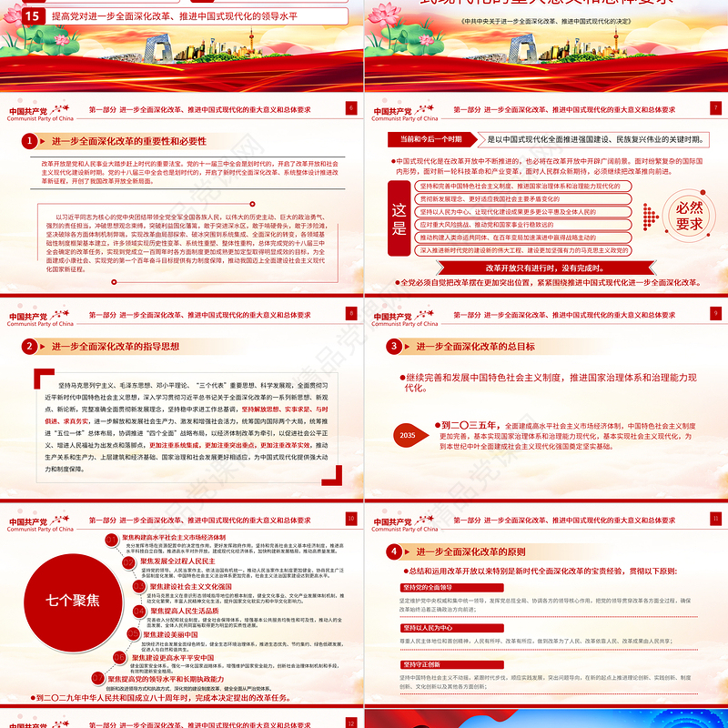 大气时尚《中共中央关于进一步全面深化改革、推进中国式现代化的决定》全文PPT党课