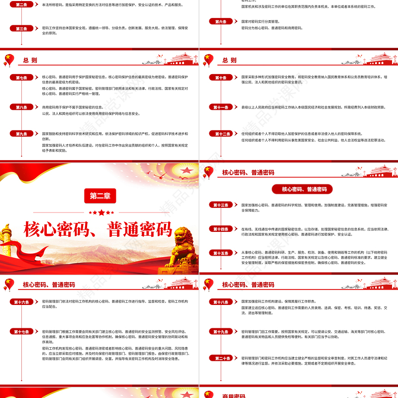 中华人民共和国密码法PPT红色党政风精细解读密码法专题课件模板