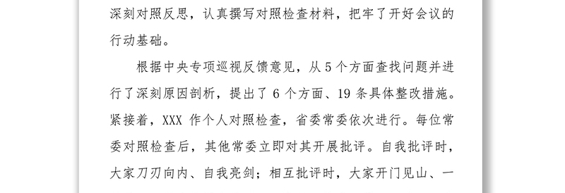 村官工作总结脱贫攻坚专项巡视整改专题民主生活会总结讲话稿