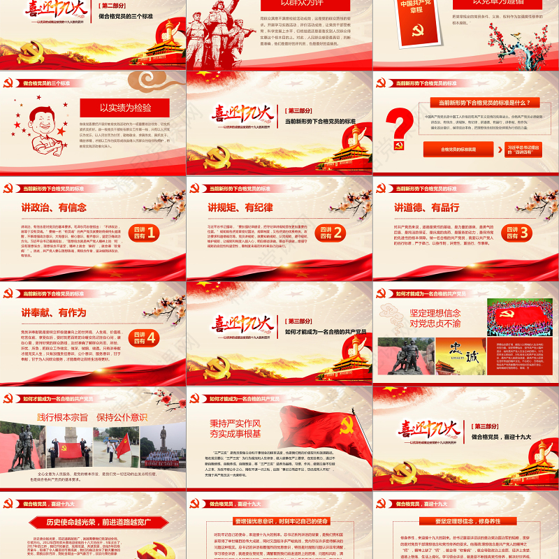 2019党委党政做合格党员PPT模板