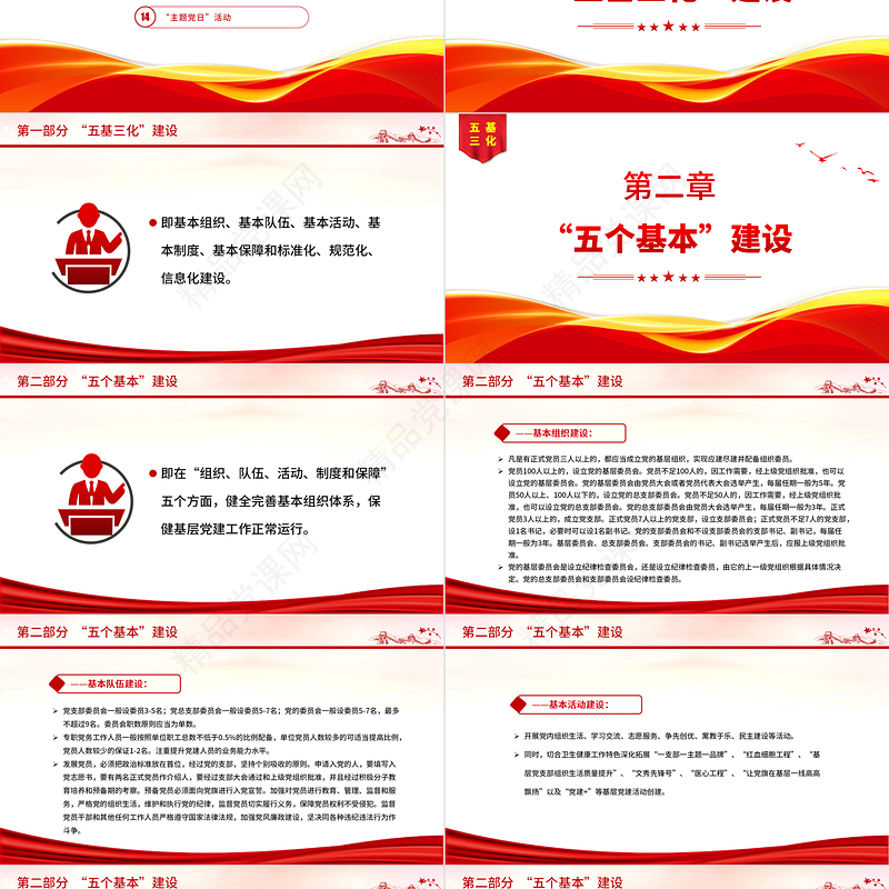 2022五基三化PPT红色简洁基层党建五基三化建设应知应会党员学习教育专题课件下载